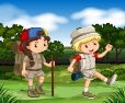 Free Vector | Boy and girl hiking in the park